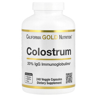 California Gold Nutrition, молозиво с 20% иммуноглобулинов IgG, 240 растительных капсул
