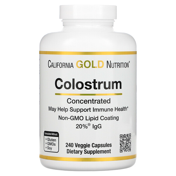 California Gold Nutrition, 初乳、濃縮、ベジカプセル240粒