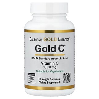 كاليفورنيا غولد نيوتريشن‏, فيتامين (جـ) Gold C®‎ المتوافق مع درجة دستور الأدوية الأمريكي (USP)‏، 1,000 ملجم، 60 كبسولة نباتية