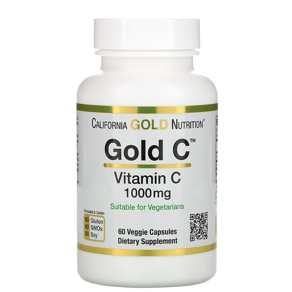 California Gold Nutrition, Gold C, ויטמין C‏, 1,000 מ"ג, 60 כמוסות צמחוניות