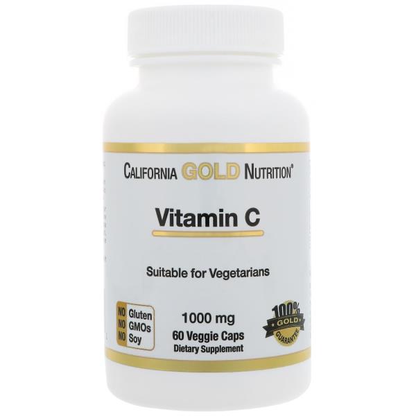 California Gold Nutrition, Витамин C, 1000 мг, 60 растительных капсул