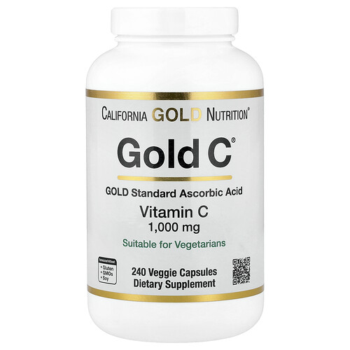 California Gold Nutrition Gold C®、USPグレードビタミンC、1,000 mg、ベジカプセル240粒