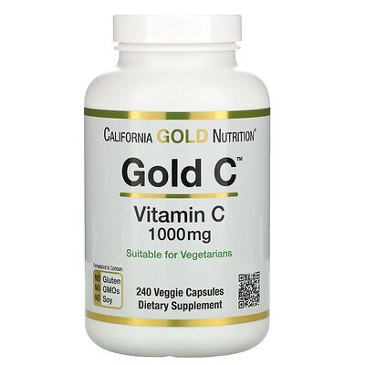 California Gold Nutrition Gold C, витамин C, 1000 мг, 240 растительных капсул