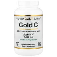 California Gold Nutrition, Gold C®, USP Grade Vitamin C, 1,000 mg, 240 Veggie Capsules