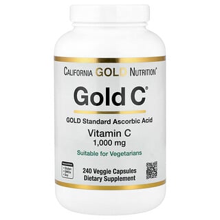 كاليفورنيا غولد نيوتريشن‏, فيتامين (جـ) Gold C®‎ المتوافق مع درجة دستور الأدوية الأمريكي (USP)‏، 1,000 ملجم، 240 كبسولة نباتية