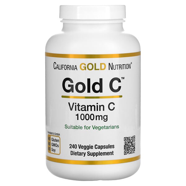 California Gold Nutrition, Gold C, 비타민C, 1,000mg, 베지 캡슐 240정