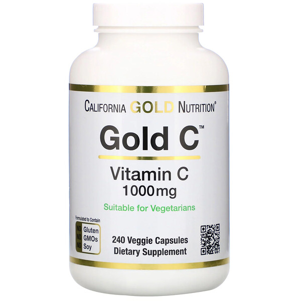 California Gold Nutrition, Gold C, Vitamin C, 1,000 mg, 240 Veggie Capsules