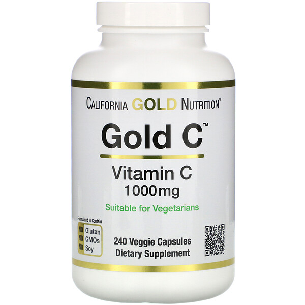 California Gold Nutrition, Gold C‏, ויטמין C‏‏, 1,000 מ"ג, 240 כמוסות צמחוניות