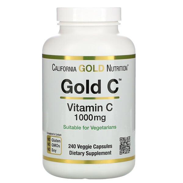 California Gold Nutrition, Gold C, витамин C, 1000 мг, 240 растительных капсул