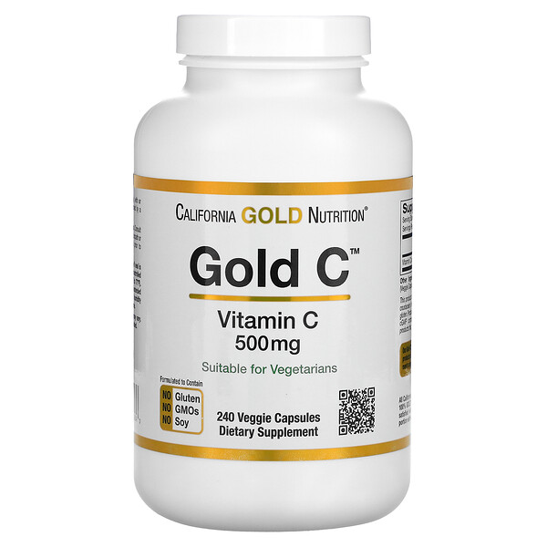 California Gold Nutrition‏, Gold C, ויטמין C‏, 500 מ"ג, 240 כמוסות צמחיות