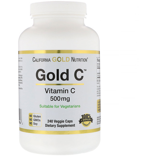 California Gold Nutrition, 골드 C, 비타민 C, 500 mg, 240 식물성 캡슐