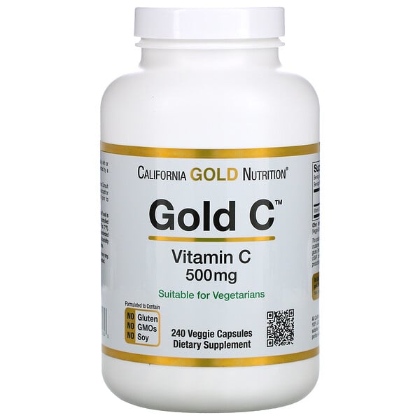 California Gold Nutrition‏, Gold C, ויטמין C‏, 500 מ"ג, 240 כמוסות צמחיות