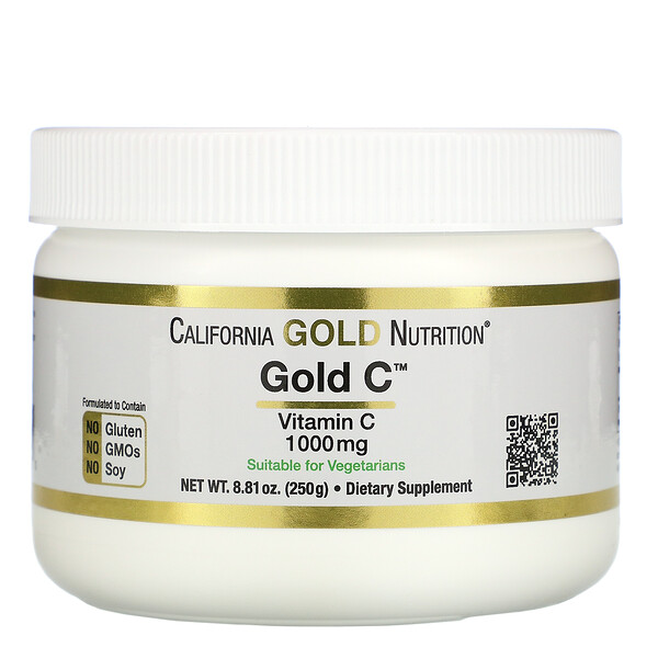 California Gold Nutrition, Gold C Powder, витамин C, 1000 мг, 250 г (8,81 унции)