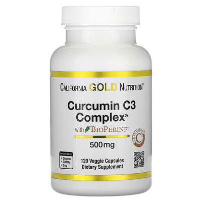 

California Gold Nutrition Curcumin C3 Complex с экстрактом BioPerine, 500 мг, 120 растительных капсул