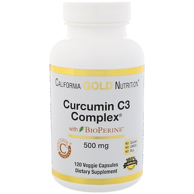 California Gold Nutrition 薑黃素C3 複合物,含BioPerine,炎症支持配方,500毫克,120粒素膠囊