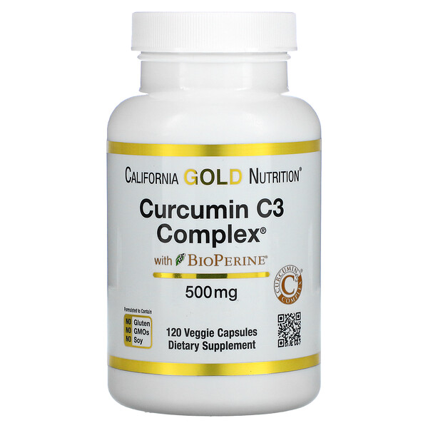 Curcumin C3 Complex with BioPerine, 500 mg, 120 Veggie Capsules 