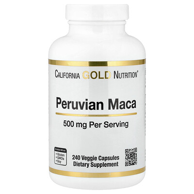 California Gold Nutrition, Maca peruana, 500 mg, 240 cápsulas vegetales