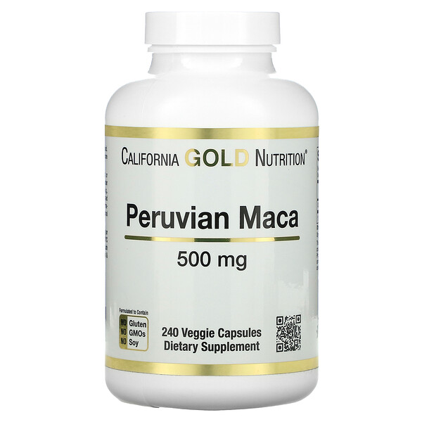 California Gold Nutrition, Maca peruana, 500 mg, 240 cápsulas vegetales