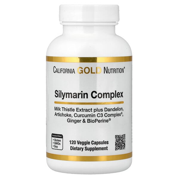 California Gold Nutrition Silymarin Complex, Milk Thistle Extract Plus Dandelion, Artichoke, Curcumin C3 Complex®, Ginger, and BioPerine®, 120 Veggie Capsules