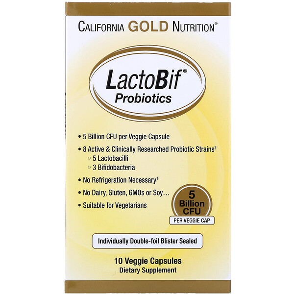 California Gold Nutrition, ΠΡΠΎΠ±ΠΈΠΎΡΠΈΠΊΠΈ LactoBif, 5 ΠΌΠ»ΡΠ΄ ΠΠΠ, 10 ΠΎΠ²ΠΎΡΠ½ΡΡ
ΠΊΠ°ΠΏΡΡΠ»
