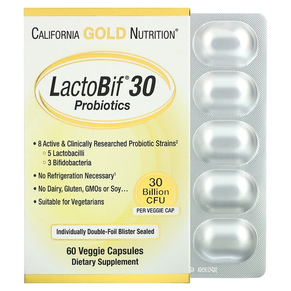 California Gold Nutrition, LactoBif 프로바오틱스, 300억 CFU, 비건 캡슐 60정