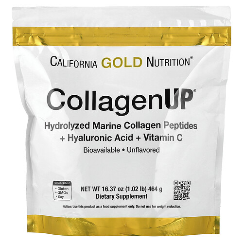 California Gold Nutrition, CollagenUP®, hydrolysierte Meereskollagenpeptide mit Hyaluronsäure & Vitamin C, geschmacksneutral, 464 g