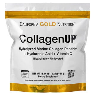 كاليفورنيا غولد نيوتريشن‏, CollagenUP®‎، بيبتيدات كولاجين بحرية متحللة مع حمض الهيالورونيك وفيتامين ج، بدون نكهات، 1.02 رطل (464 جم)
