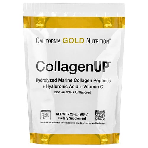 California Gold Nutrition CollagenUP®、加水分解海洋コラーゲンペプチド、ヒアルロン酸とビタミンC配合、無香料、206g