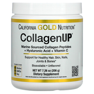 California Gold Nutrition, CollagenUP، كولاجين بحري متحلل + حمض الهيالورونيك + فيتامين جـ، خالٍ من النكهات، 7.26 أونصة (206 جم)