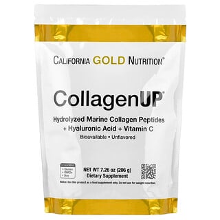 كاليفورنيا غولد نيوتريشن‏, CollagenUP®‎، بيبتيدات كولاجين بحرية متحللة مع حمض الهيالورونيك وفيتامين ج، بدون نكهات، 7.26 أونصات (206 جم)
