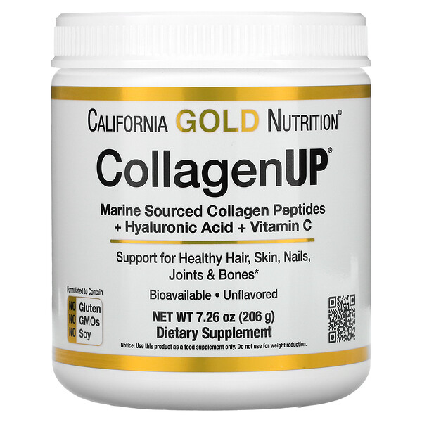 California Gold Nutrition, CollagenUP（コラーゲンアップ）、海洋性加水分解コラーゲン＋ヒアルロン酸＋ビタミンC、プレーン、206g（7.26オンス）