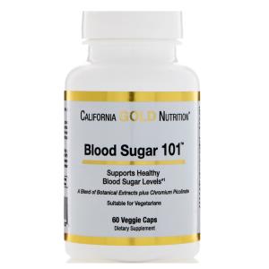 California Gold Nutrition, Targeted Support, Blood Sugar 101, 60 растительных капсул