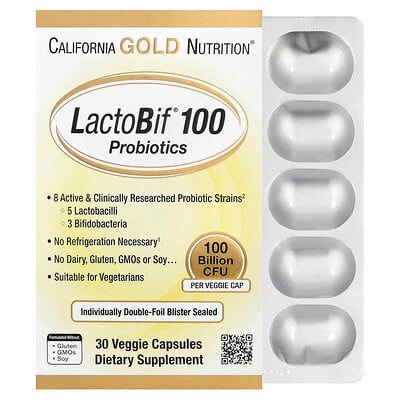 Product Image for California Gold Nutrition, LactoBif 100 Probiotics, 100 Billion CFU, 30 Veggie Capsules