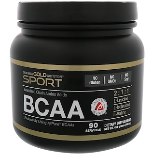 California Gold Nutrition, BCAA, AjiPure, Branched Chain Amino Acids, Gluten Free, Powder, 16 oz (454 g)