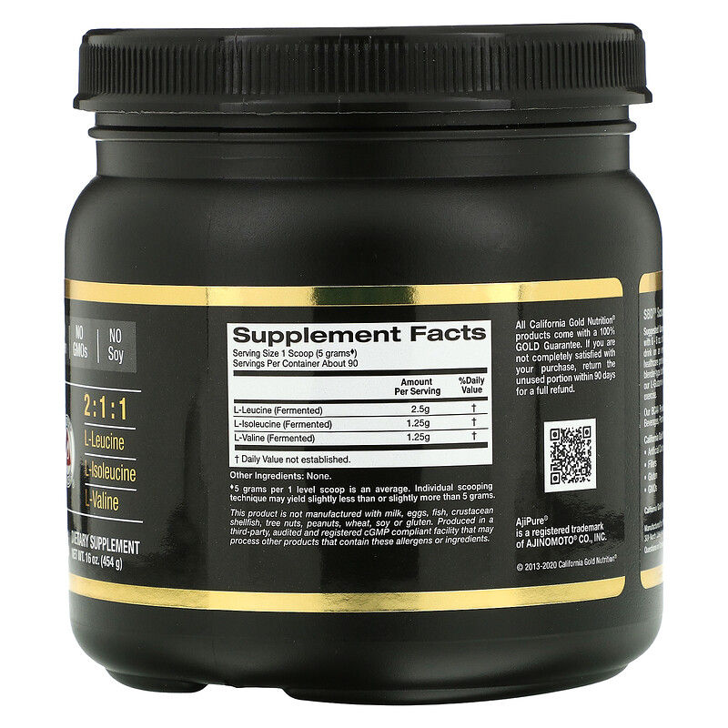 California Gold Nutrition, BCAAパウダー、AjiPure®（アジピュア）、分岐鎖アミノ酸、454 g（16 oz）