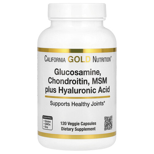 California Gold Nutrition グルコサミン コンドロイチン MSM プラス ヒアルロン酸 ベジカプセル120粒