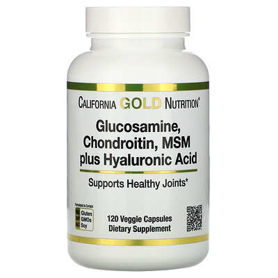 

California Gold Nutrition Глюкозамин, хондроитин и МСМ с гиалуроновой кислотой, 120 растительных капсул