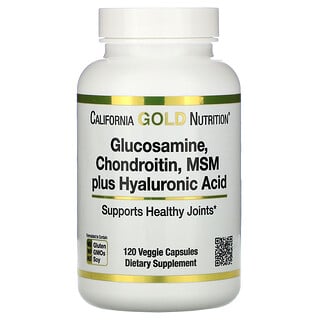 California Gold Nutrition, Глюкозамин, хондроитин и МСМ с гиалуроновой кислотой, 120 растительных капсул