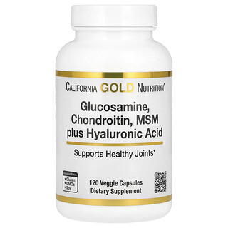 California Gold Nutrition, Glucosamine, chondroïtine, méthyl-sulfonyl-méthane et acide hyaluronique, 120 capsules végétariennes