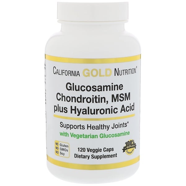 California Gold Nutrition, глюкозамин, хондроитин, метилсульфонилметан плюс гиалуроновая кислота, 120 вегетарианских капсул