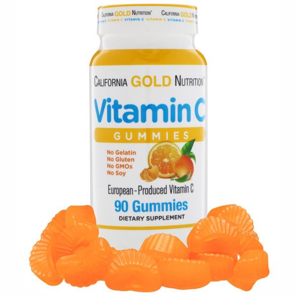 California Gold Nutrition, Жевательные конфеты с витамином С, Без ГМО и глютена, 90 жевательных конфет