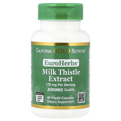 EuroHerbs, екстракт розторопші, якість Euromed, 175 мг, 60 рослинних капсул