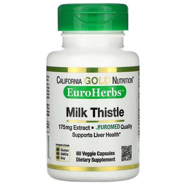 California Gold Nutrition, EuroHerbs, Milk Thistle Extract, Mariendistelextrakt, 80% Silymarin, 175 mg, 60 vegetarische Kapseln