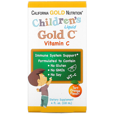 California Gold Nutrition витамин C в жидкой форме для детей, класса USP, со вкусом терпкого апельсина, 118 мл (4 жидк. унции)