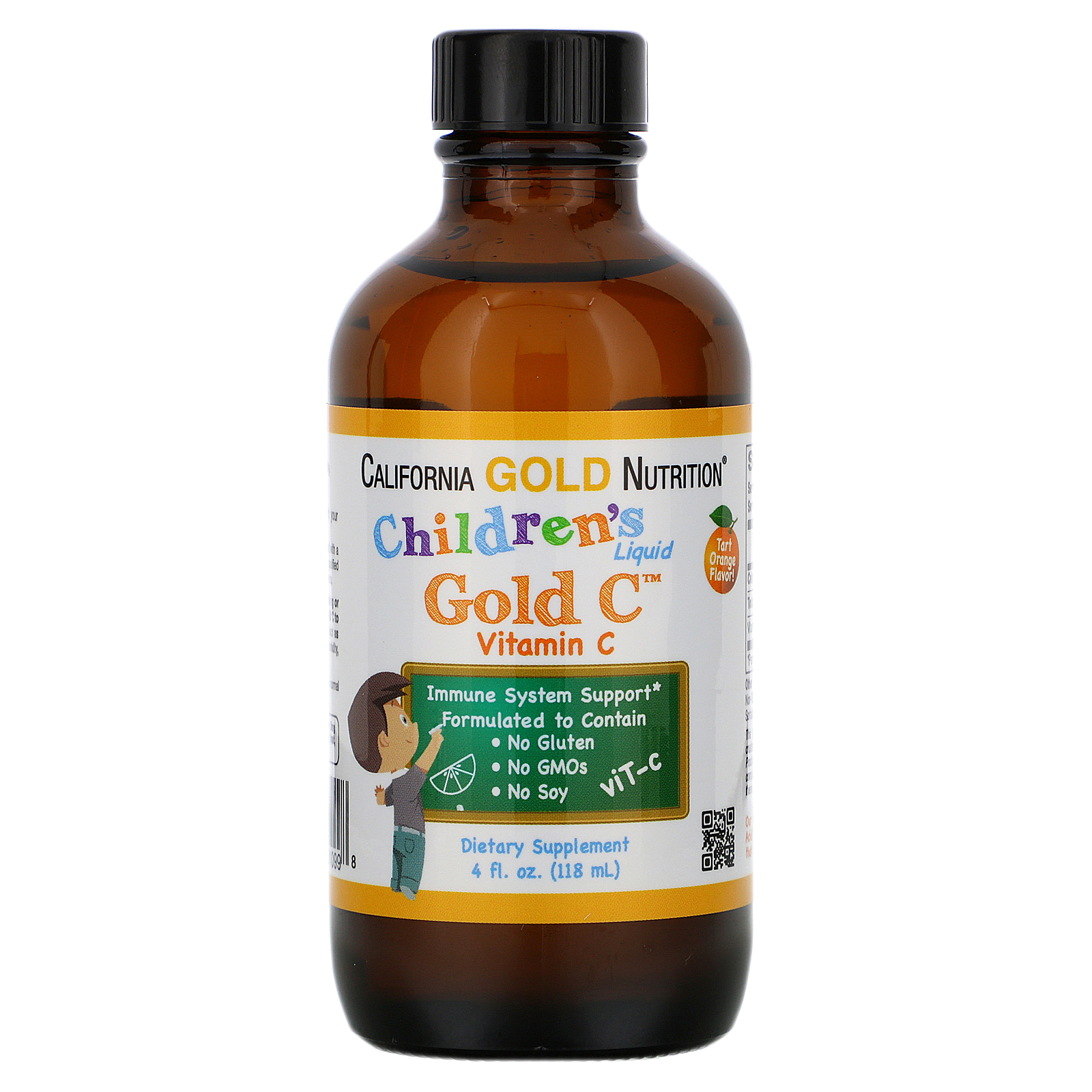 California Gold Nutrition, Children's Liquid Gold Vitamin C, USP Grade, Natural Orange Flavor, 4
