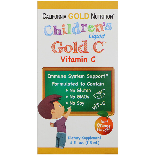 California Gold Nutrition, Children's Liquid Gold Vitamin C, ΡΠ΅Π°Π³Π΅Π½Ρ ΡΠ°ΡΠΌΠ°ΡΠ΅Π²ΡΠΈΡΠ΅ΡΠΊΠΎΠΉ ΡΠΈΡΡΠΎΡΡ, ΡΠΎ Π²ΠΊΡΡΠΎΠΌ Π½Π°ΡΡΡΠ°Π»ΡΠ½ΠΎΠ³ΠΎ Π°ΠΏΠ΅Π»ΡΡΠΈΠ½Π°, 4 ΠΆ. ΡΠ½Ρ.(118 ΠΌΠ»)