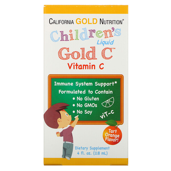 California Gold Nutrition, ויטמין Gold C נוזלי לילדים, עומד בדרישות של USP, בטעם תפוז טבעי, 118 מ"ל (4 אונקיות נוזל)