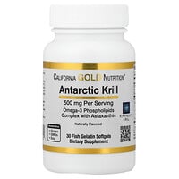 California Gold Nutrition, Aceite de krill antártico, complejo de fosfolípidos omega-3 con EPA, DHA y astaxantina, fresa y limón naturales, 500 mg, 30 cápsulas blandas de gelatina de pescado