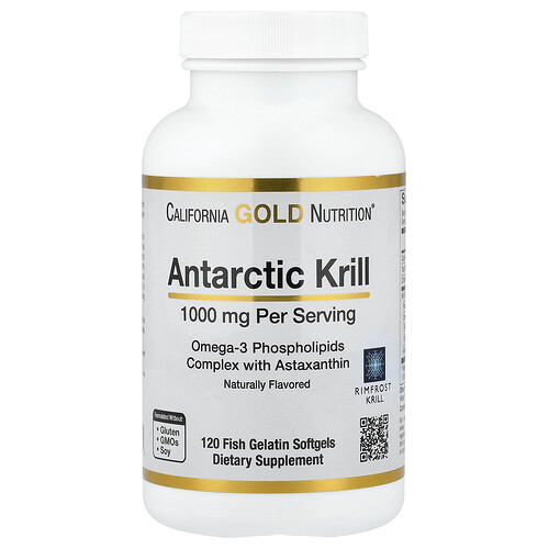California Gold Nutrition アンタークティックオイル オメガ3 リン脂質複合体 アスタキサンチン配合 ナチュラルストロベリー&レモン味 フィッシュゼラチンソフトジェル120粒