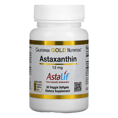 California Gold Nutrition астаксантин, чистый исландский продукт AstaLif, 12 мг, 30 растительных мягких таблеток